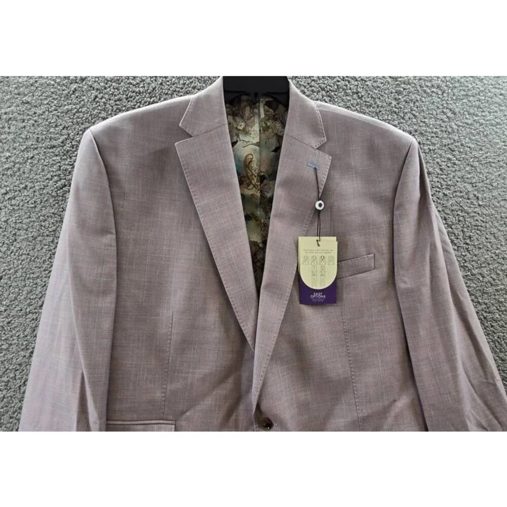 Tayion Collection Regular-Fit Suit Jacket Men's 46L Pink Flap Pocket Long Sleeve